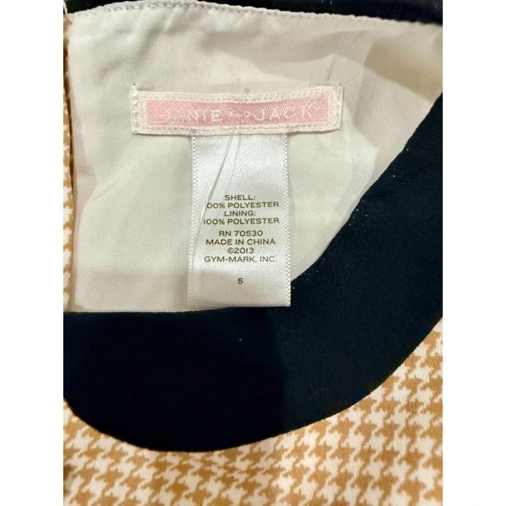 Janie and Jack Girls Dress Tan Black Sleeveless Bow Peter Pan Collar Size 5 - Picture 3 of 3